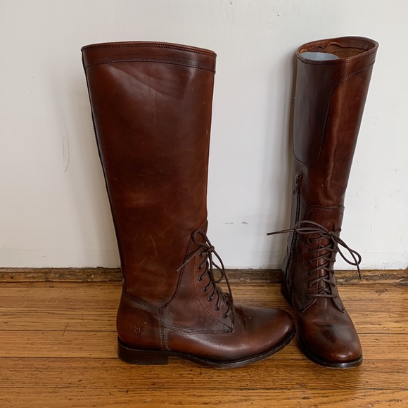 Frye Melissa Redwood Lace-Up Riding Boots - Picture 2 of 7
